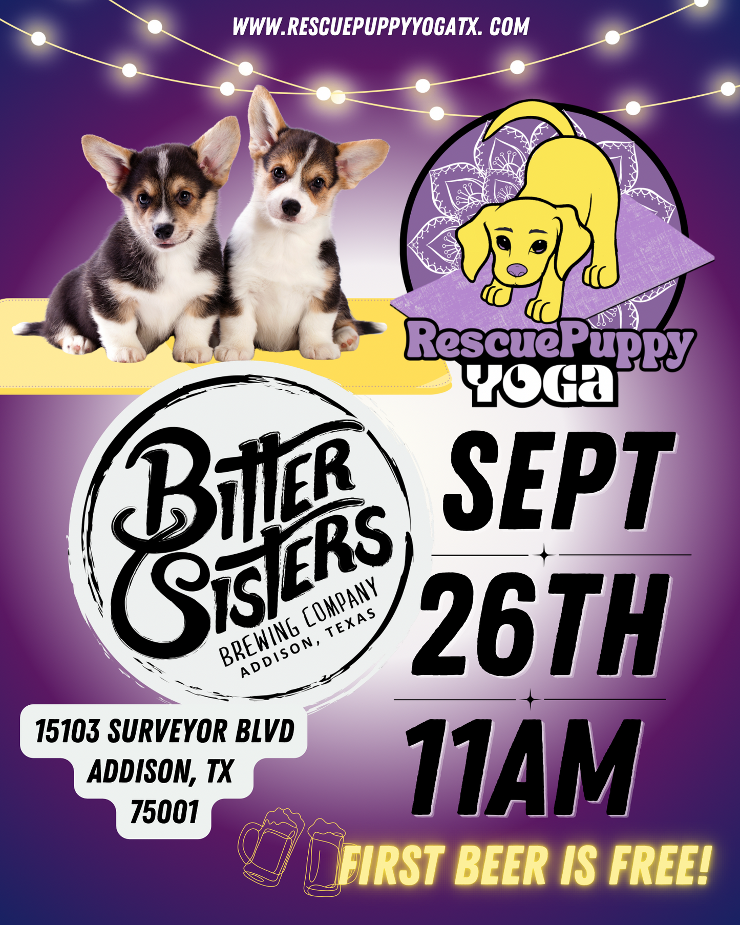 Rescue Puppy Yoga @ Bitter Sisters Brewing Company